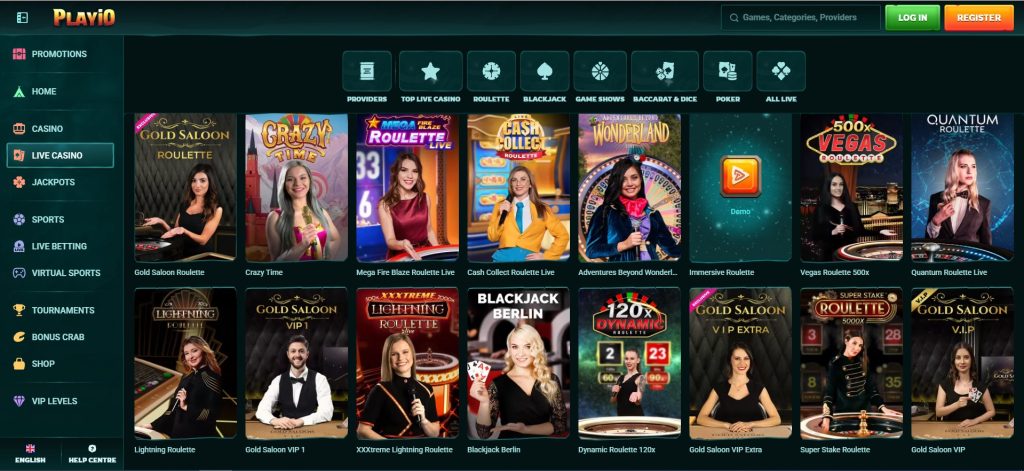 Eine Homepage eines beste online casino Website mit einer Auswahl an beliebten Live-Casinospielen wie Gold Saloon Roulette, Crazy Time, Mega Fire Blaze Roulette Live, Cash Collect Roulette Live, Adventures Beyond Wonderland, Vegas Roulette 500x, Quantum Roulette Live, Lightning Roulette, XXXtreme Lightning Roulette, Blackjack Berlin, Dynamic Roulette 120x, Gold Saloon VIP Extra, Super Stake Roulette und Gold Saloon VIP.